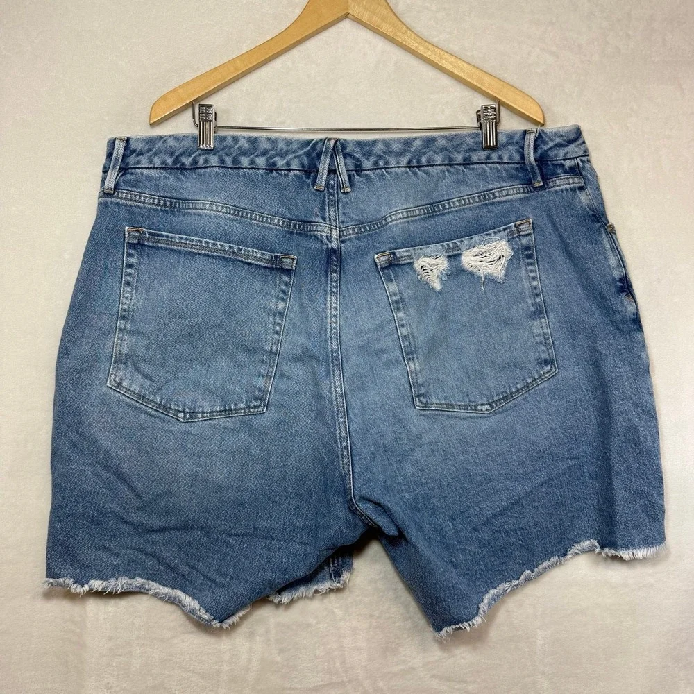 Good American 20W Plus Good Icon Denim Shorts Retro Distress Ripped Summer Beach - Picture 4 of 12